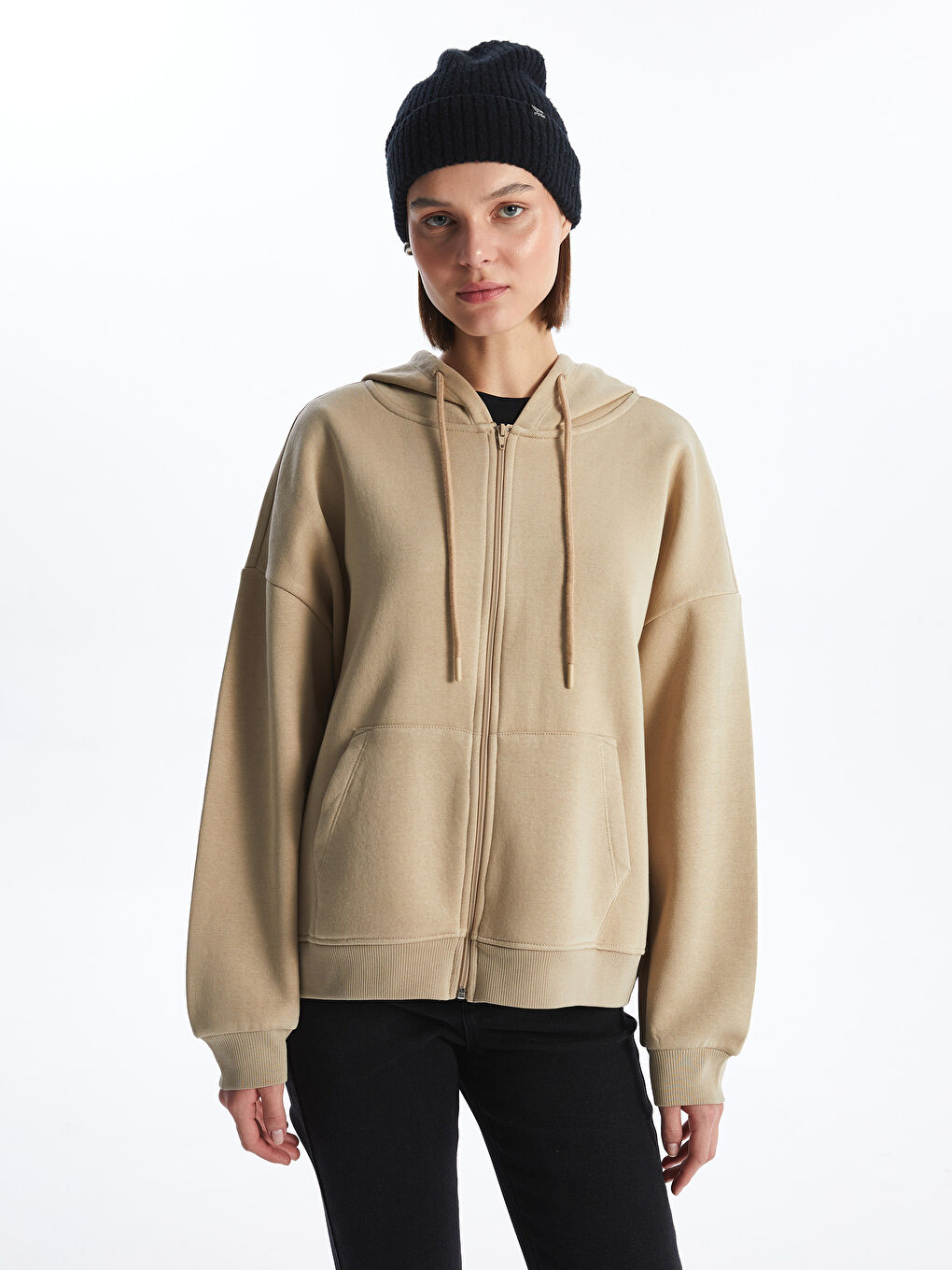 Hooded Oversize Women's Zipper Sweatshirt