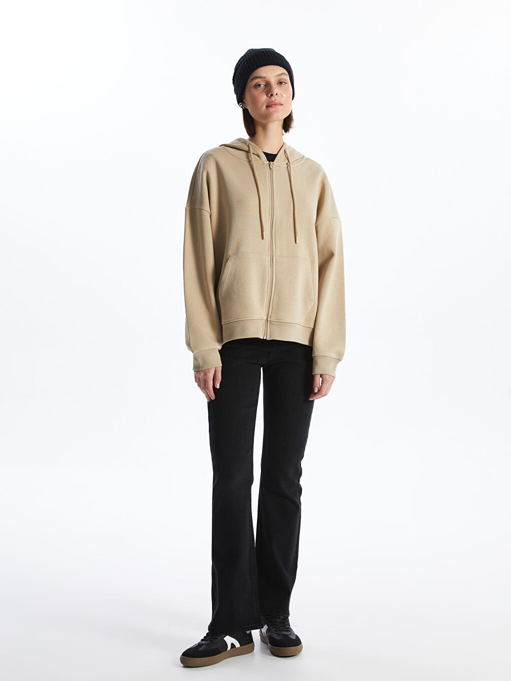 Hooded Oversize Women's Zipper Sweatshirt-2