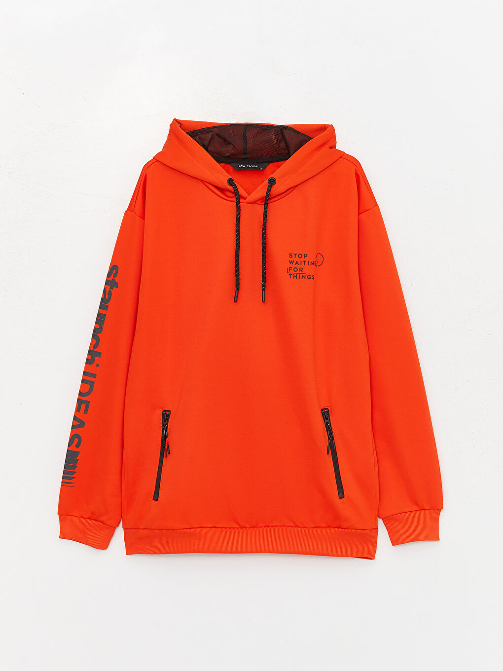 LCW Casual Canlı Turuncu Uzun Kollu Baskılı Erkek Hoodie - 5