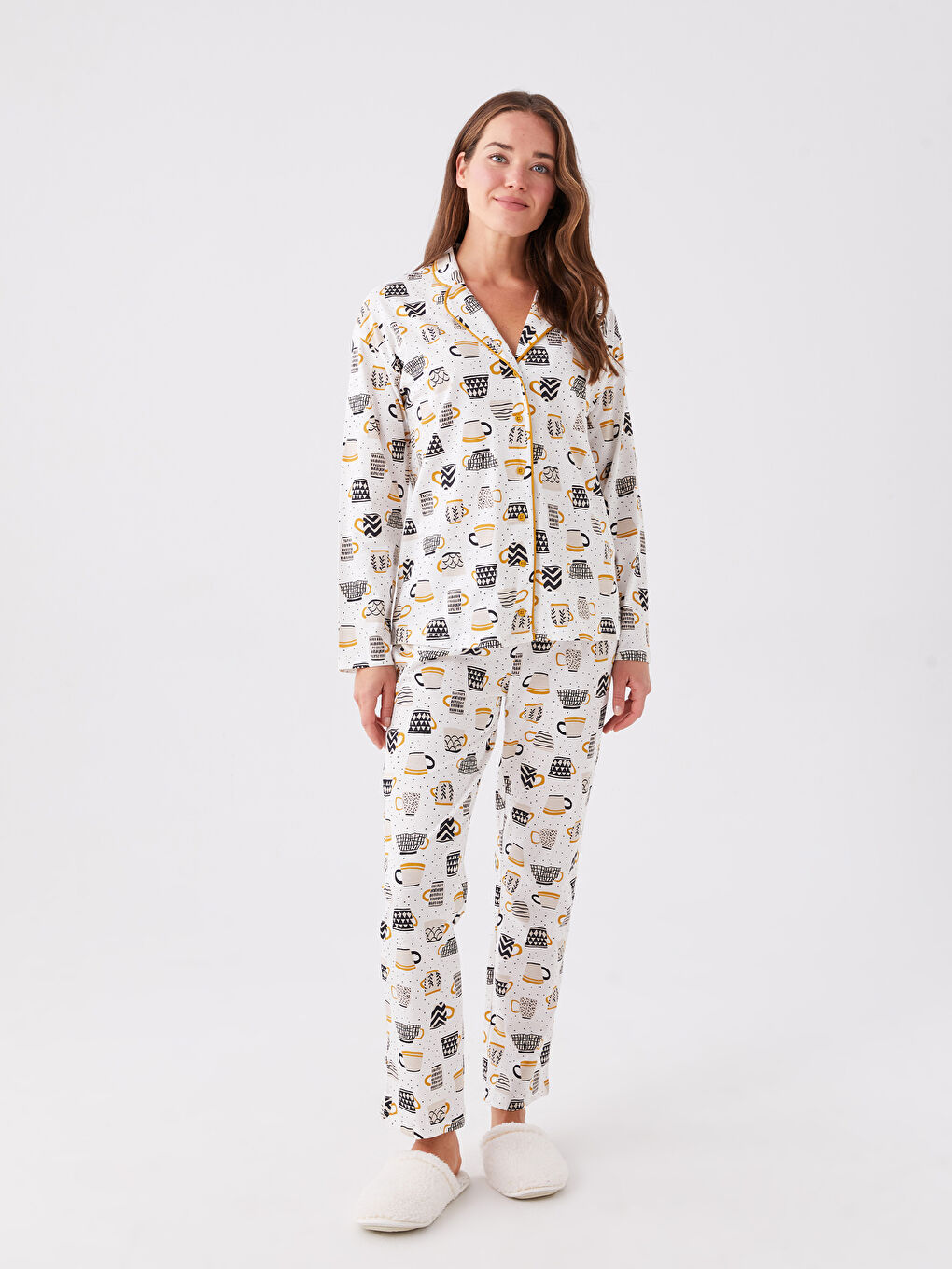 LCW DREAM Shirt Collar Patterned Women's Pyjama Set -W3IO94Z8-LRA