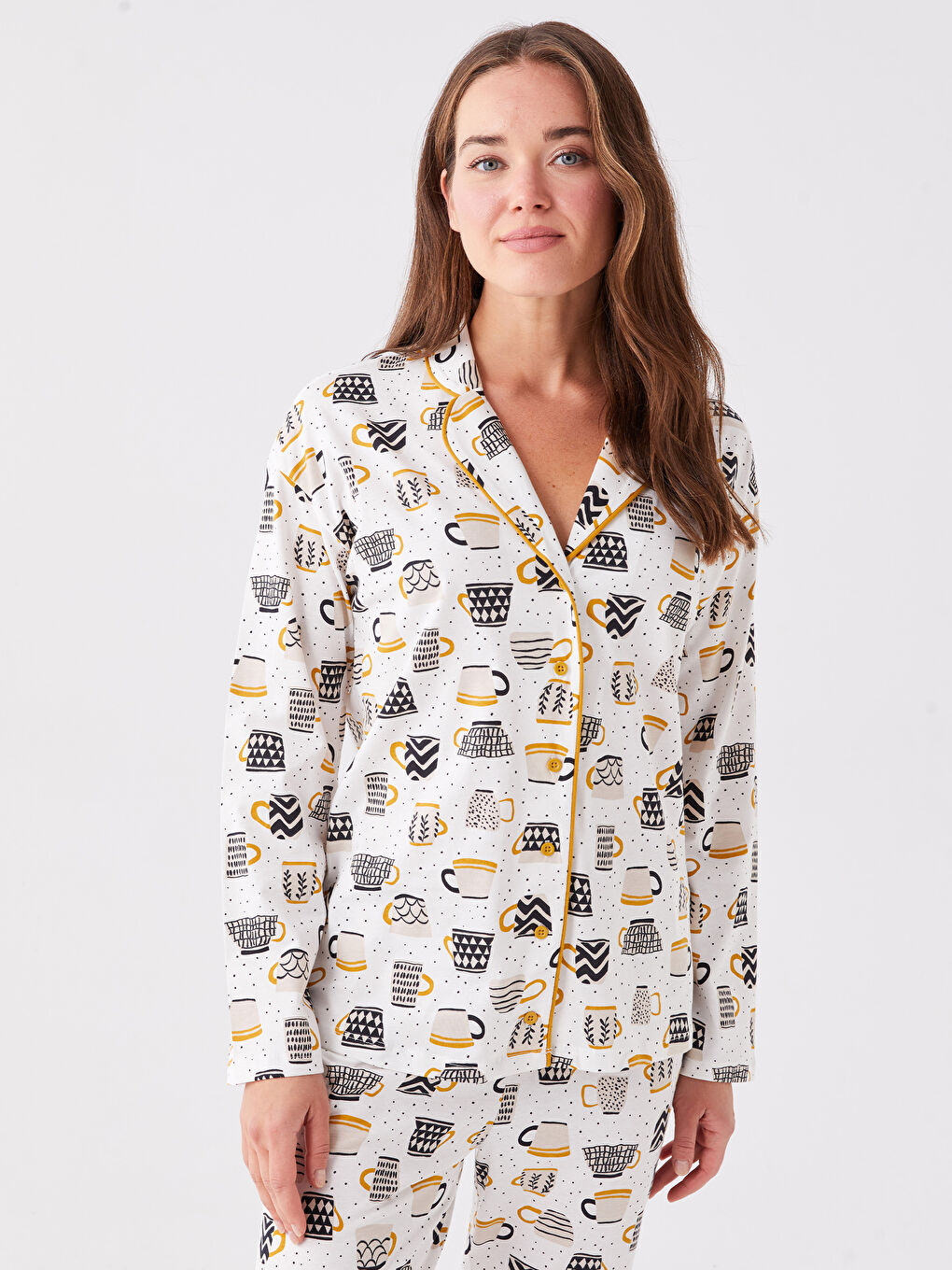LCW DREAM Shirt Collar Patterned Women's Pyjama Set -W3IO94Z8-LRA