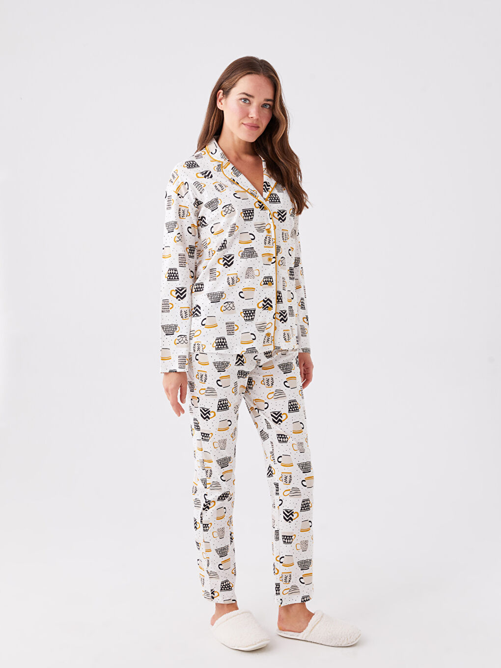LCW DREAM Shirt Collar Patterned Women's Pyjama Set -W3IO94Z8-LRA