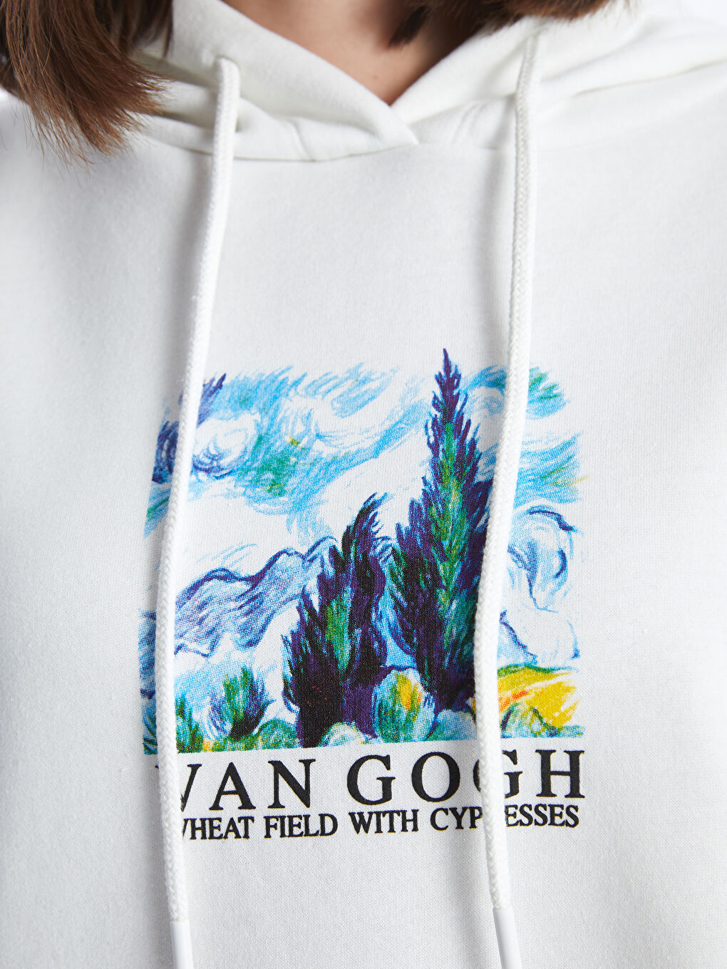 LCW Vision Ekru Vincent Van Gogh Baskılı Oversize Kadın Kalın Hoodie - 4