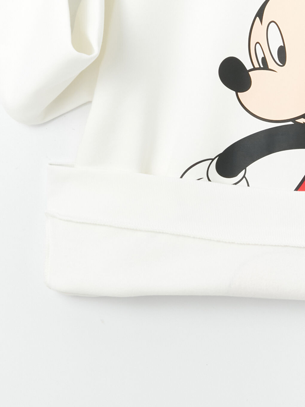 Ekru Bisiklet Yaka Mickey Mouse Baskılı Oversize Kadın Kalın Sweatshirt-6