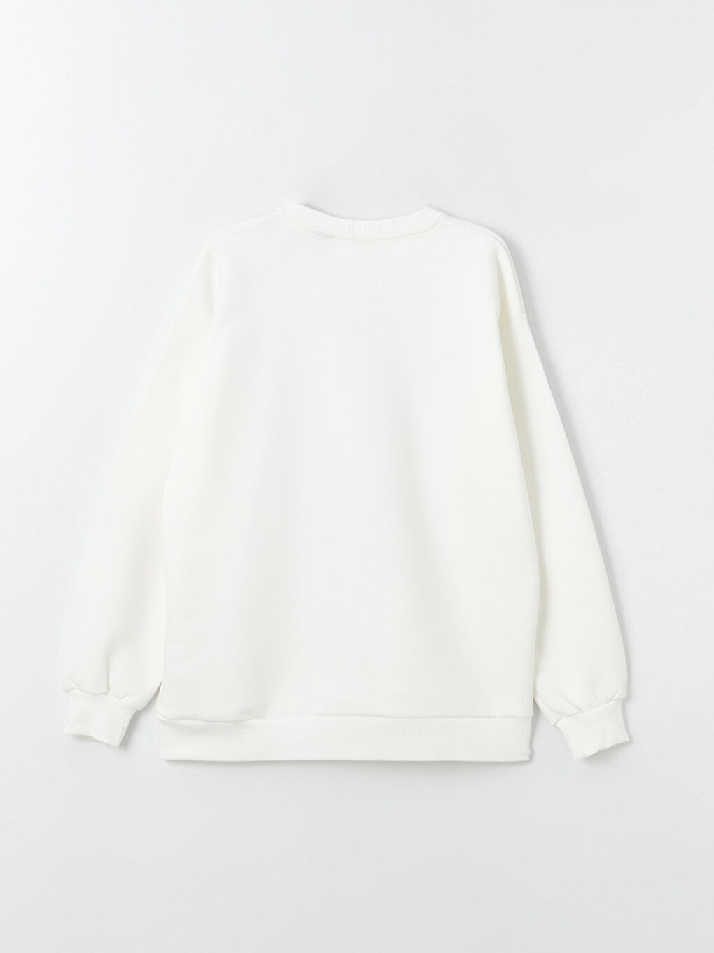 Ekru Bisiklet Yaka Mickey Mouse Baskılı Oversize Kadın Kalın Sweatshirt-7