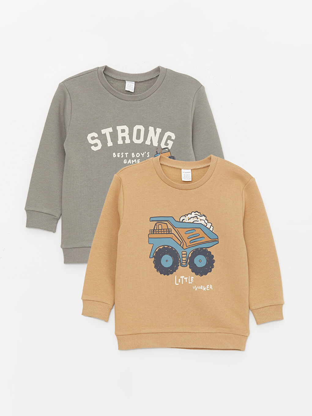 Gri Baskılı Uzun Kollu Erkek Bebek Sweatshirt 2'li