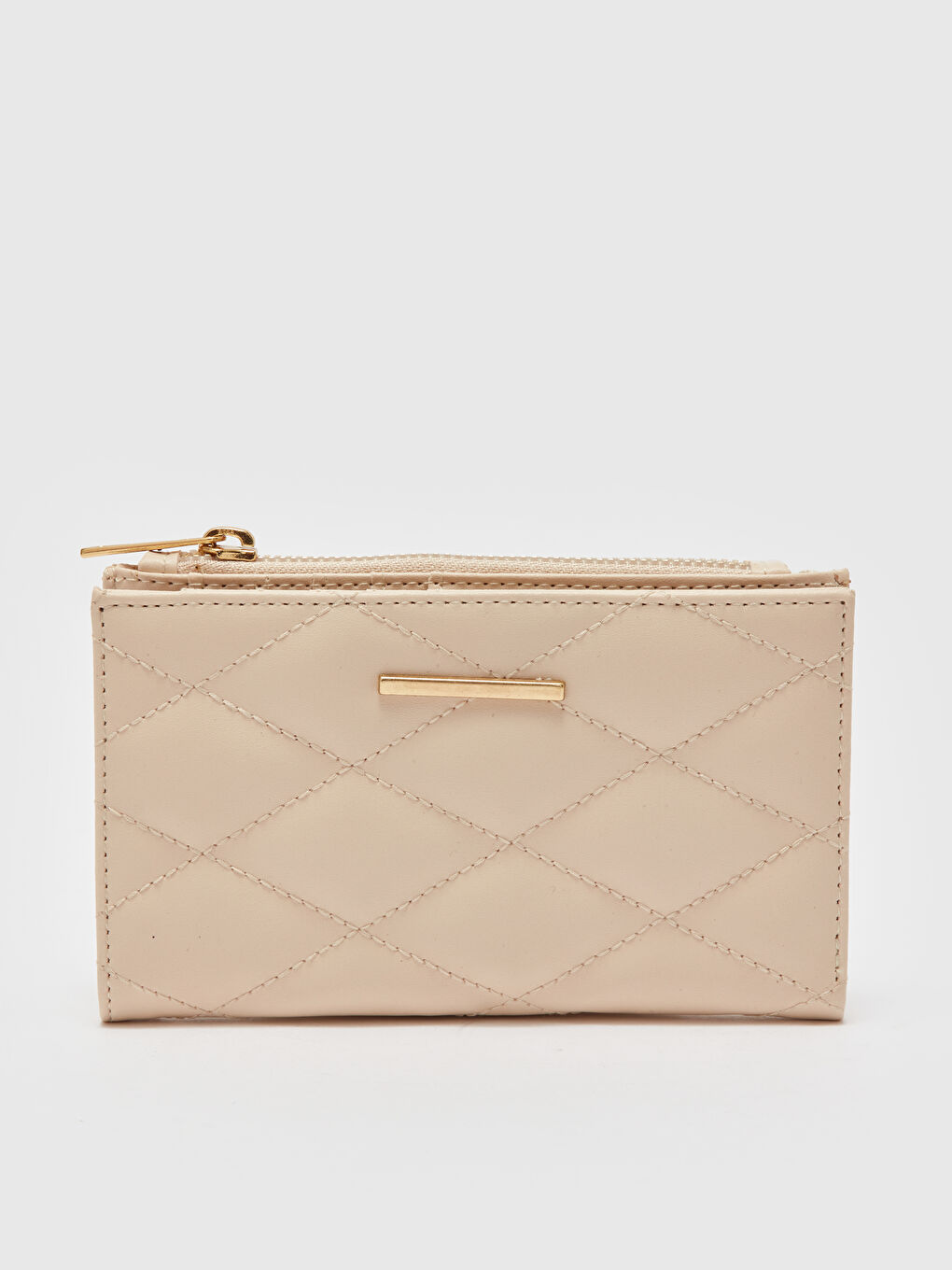 Bej Deri Görünümlü Kroko Desenli Kadın Cüzdan