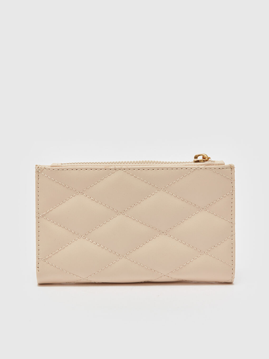 Bej Deri Görünümlü Kroko Desenli Kadın Cüzdan-2