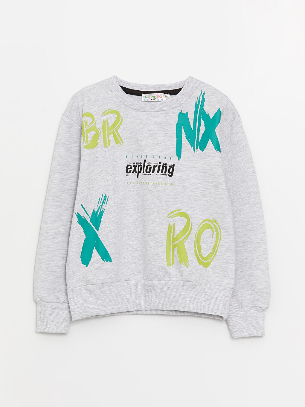 Gri Bisiklet Yaka Uzun Kollu Erkek Çocuk Sweatshirt-4