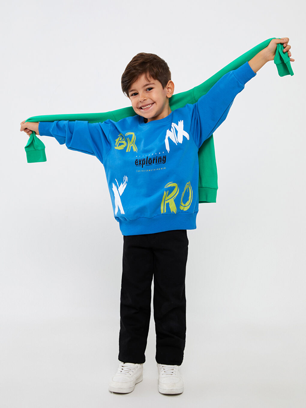 Mavi Bisiklet Yaka Uzun Kollu Erkek Çocuk Sweatshirt