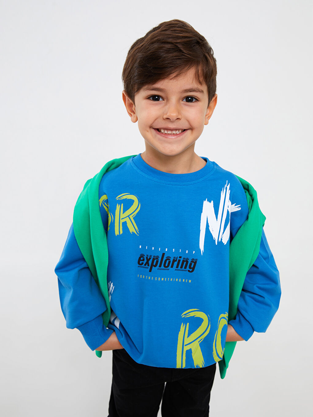 Mavi Bisiklet Yaka Uzun Kollu Erkek Çocuk Sweatshirt-2