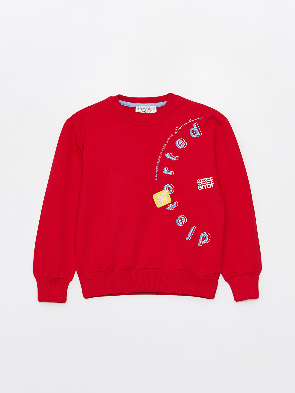 Kırmızı Bisiklet Yaka Baskılı Uzun Kollu Erkek Çocuk Sweatshirt