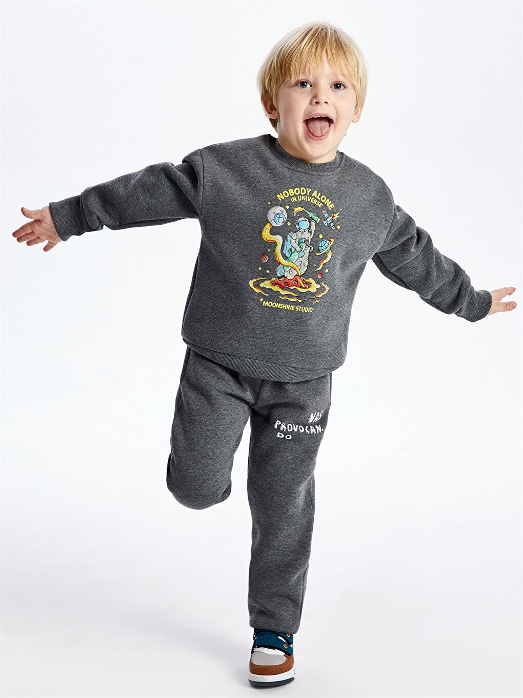 Calimera Kids Antrasit Bisiklet Yaka Uzun Kollu Erkek Çocuk Sweatshirt - 3