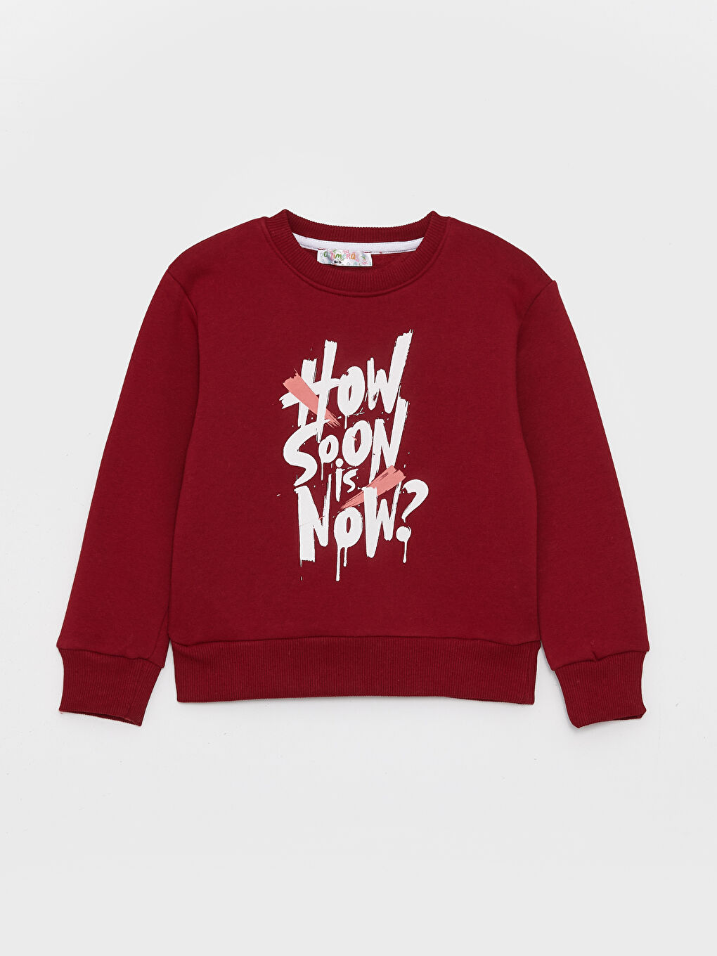 Calimera Kids Bordo Bisiklet Yaka Baskılı Uzun Kollu Erkek Çocuk Sweatshirt