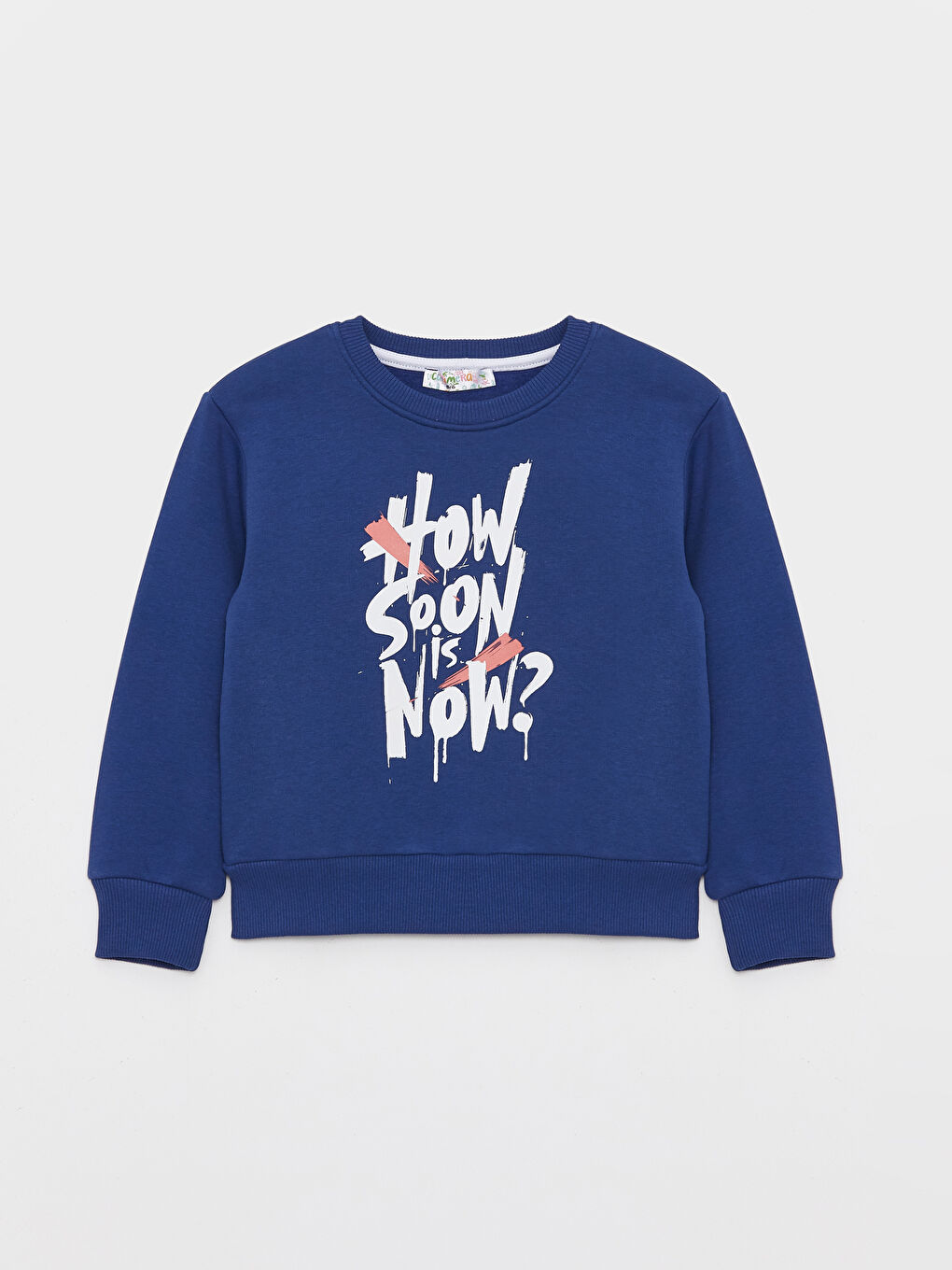 Calimera Kids Lacivert Bisiklet Yaka Baskılı Uzun Kollu Erkek Çocuk Sweatshirt