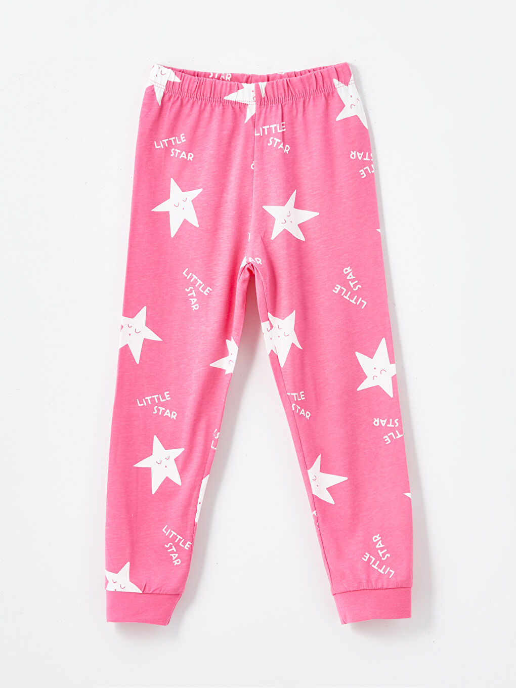 LCW Kids Pembe Baskılı Beli Lastikli Kız Çocuk Pijama Alt