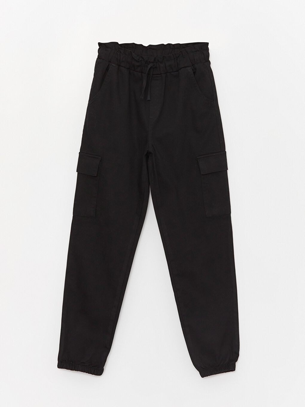 Basic Elastic Waist Girl Cargo Pants-2