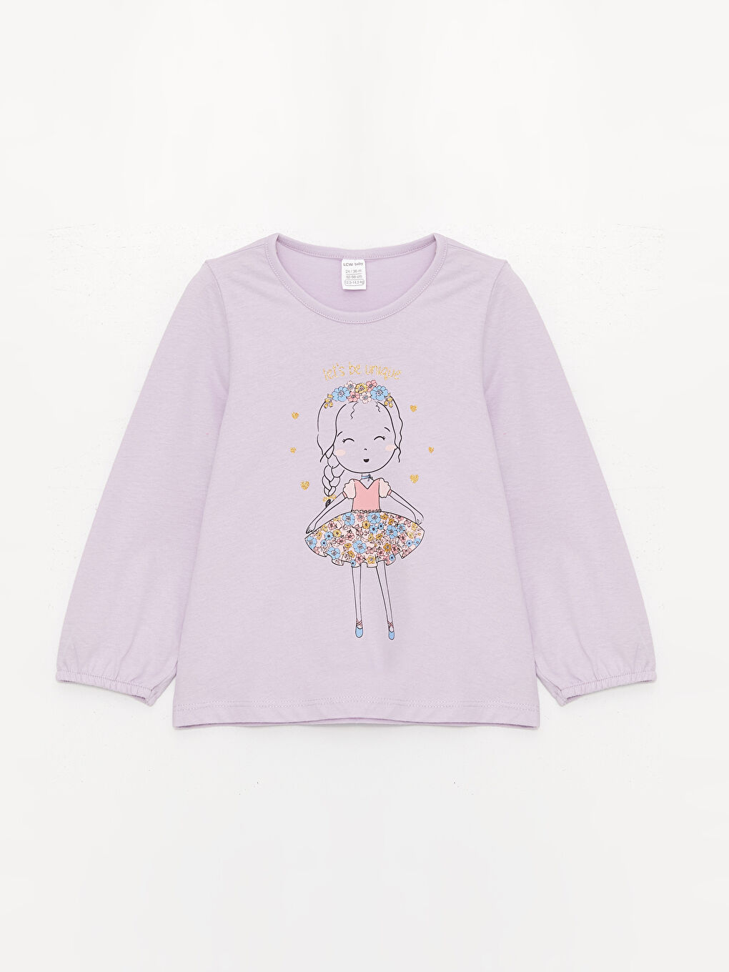 Lila Bisiklet Yaka Uzun Kollu Kız Bebek Tişört 2'li-3