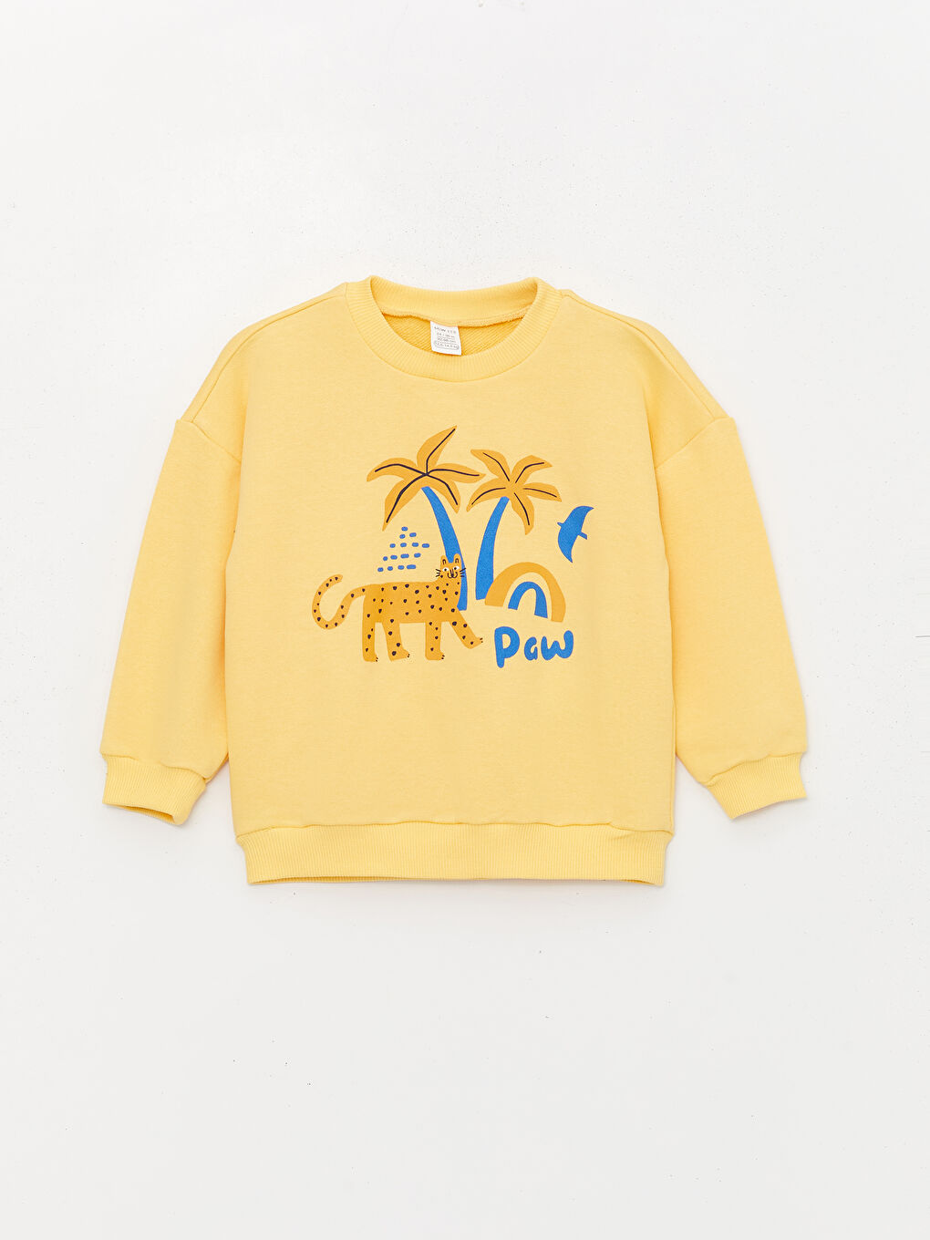 LCW ECO Pastel Sarı Bisiklet Yaka Uzun Kollu Baskılı Erkek Bebek Sweatshirt