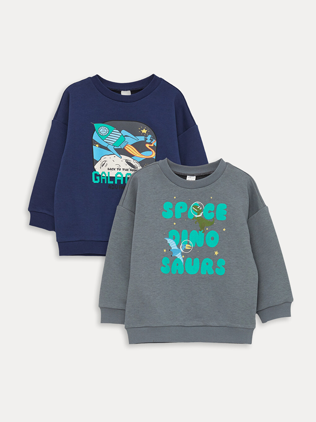 LCW ECO Crew Neck Long Sleeve Printed Baby Boy Sweatshirt 2-Pack