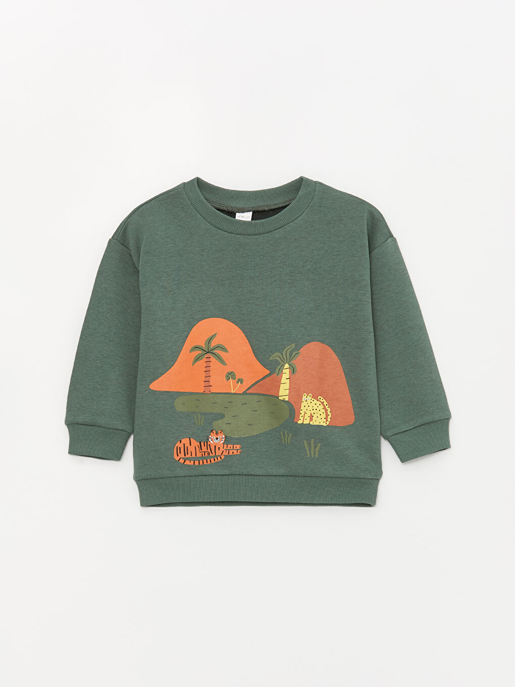 LCW ECO Haki Bisiklet Yaka Uzun Kollu Baskılı Erkek Bebek Sweatshirt 2'li - 1