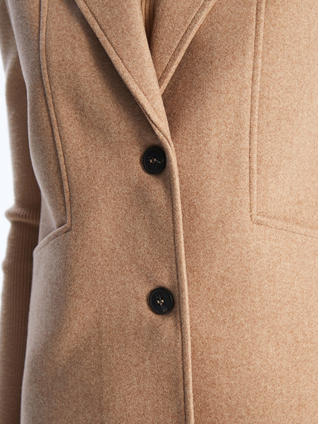 Kahverengi Kadın Ceket Yaka Düz Kaşe Yelek-3