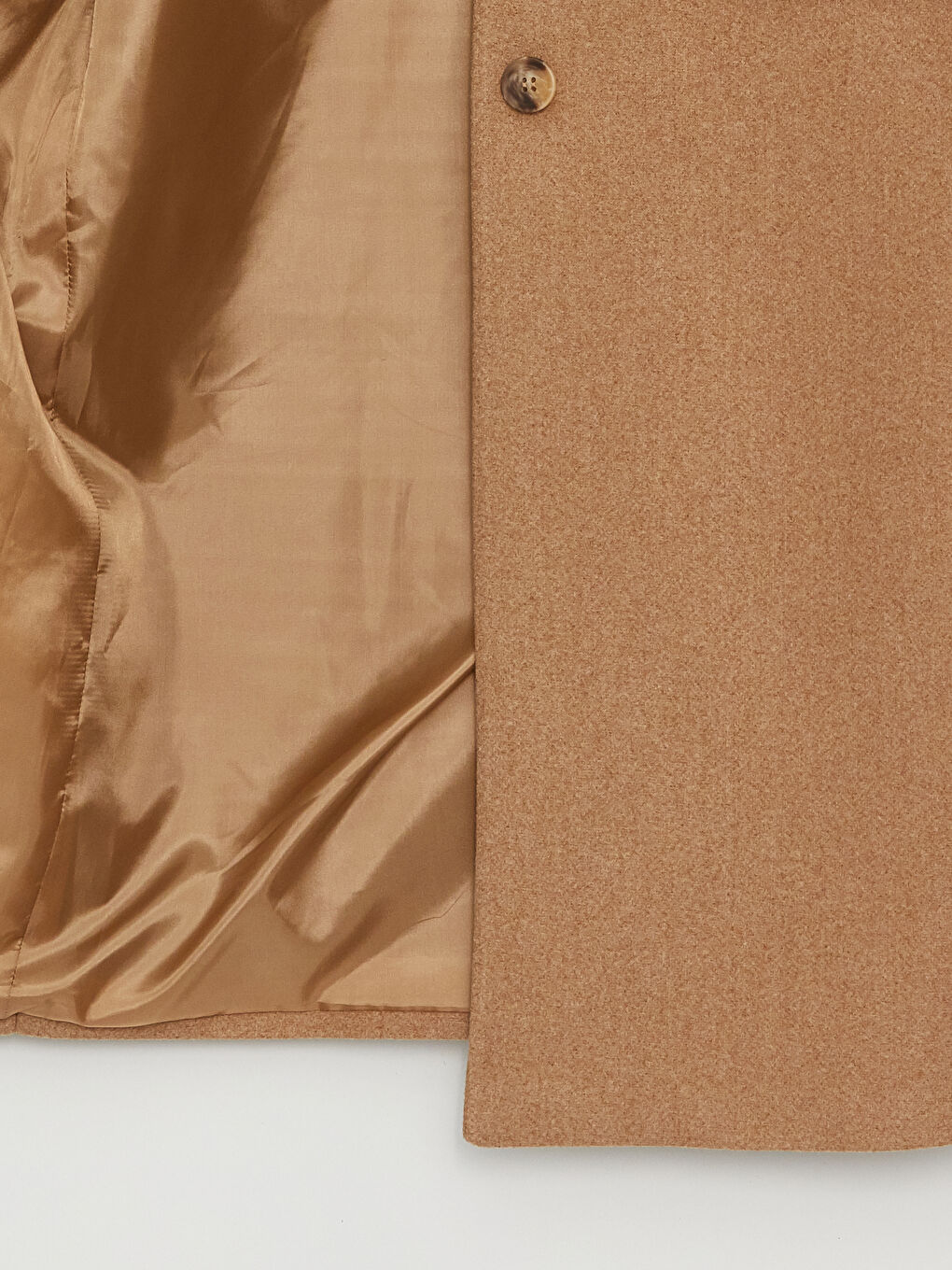 Kahverengi Ceket Yaka Düz Oversize Kadın Kaşe Kaban-7