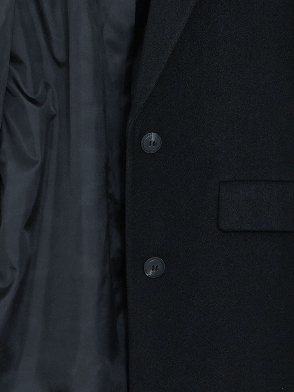 Siyah Ceket Yaka Düz Oversize Kadın Kaşe Kaban-6