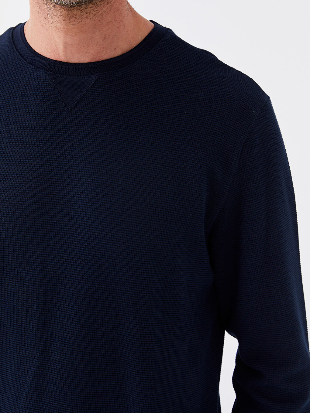 Lacivert Bisiklet Yaka Uzun Kollu Erkek Sweatshirt-3