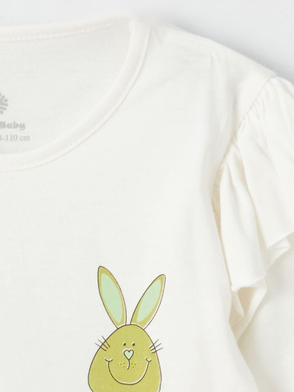 Beyaz Bisiklet Yaka Uzun Kollu Baskılı Kız Bebek 2'li Takım-2