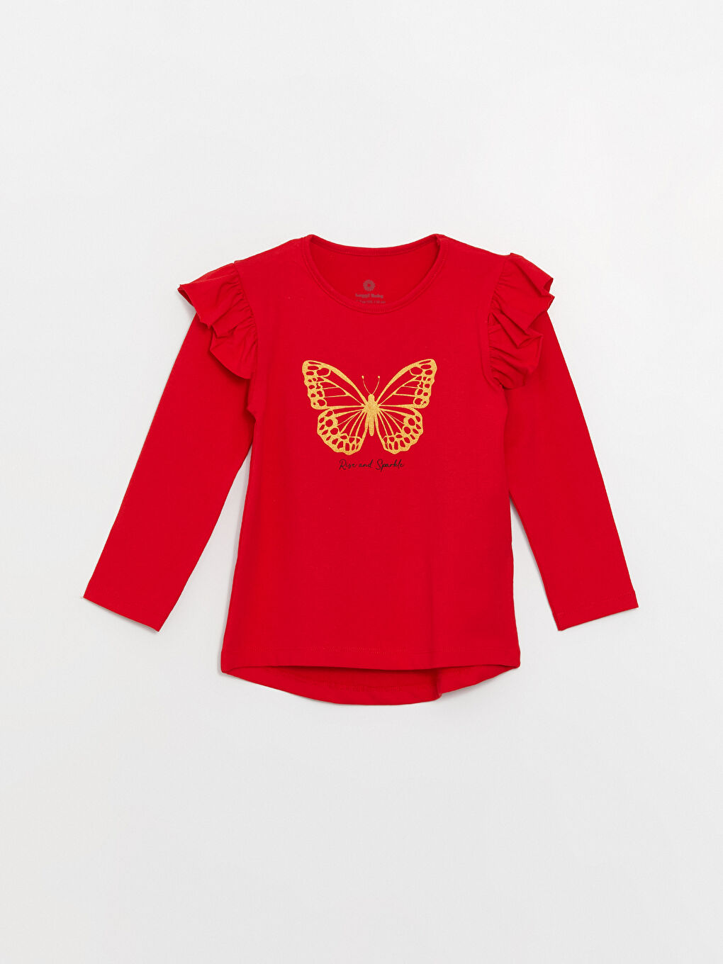 Kırmızı Bisiklet Yaka Uzun Kollu Baskılı Kız Bebek 2'li Takım-1