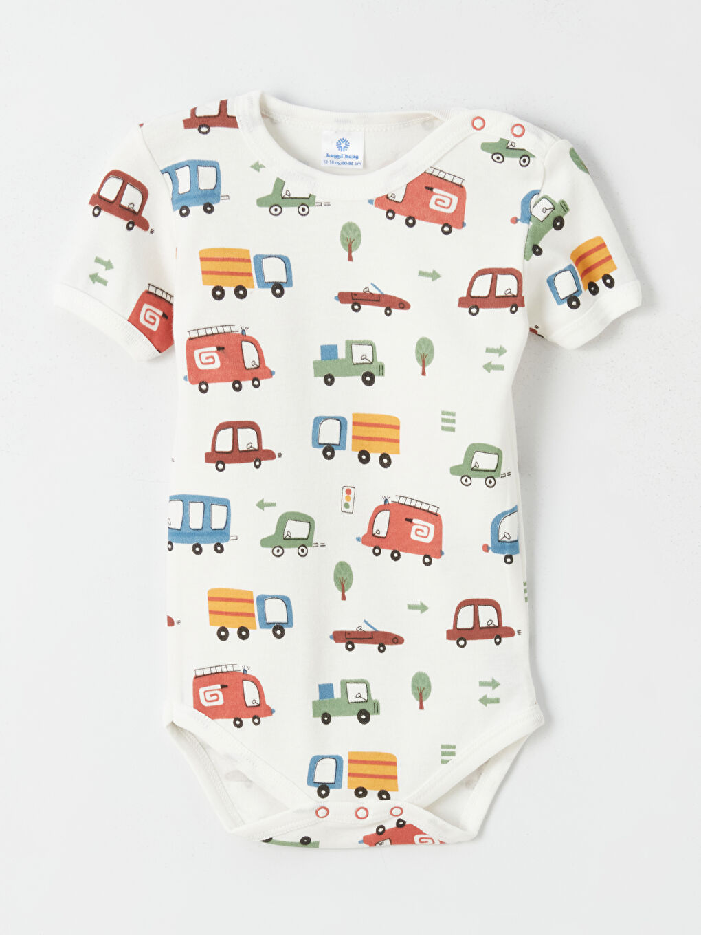 Ekru Baskılı Erkek Bebek Çıtçıtlı Bodysuit 2'li-1