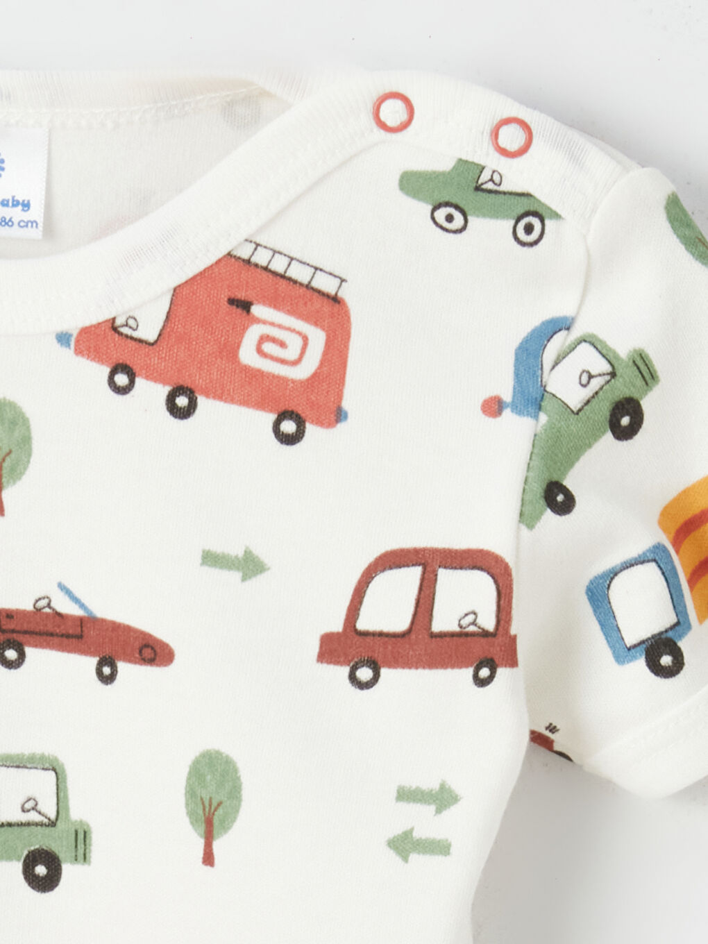 Ekru Baskılı Erkek Bebek Çıtçıtlı Bodysuit 2'li-2