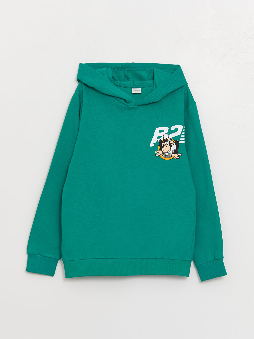 LCW Kids Zümrüt Yeşili Nostaljik Maymun Baskılı Uzun Kollu Erkek Çocuk Hoodie - 4