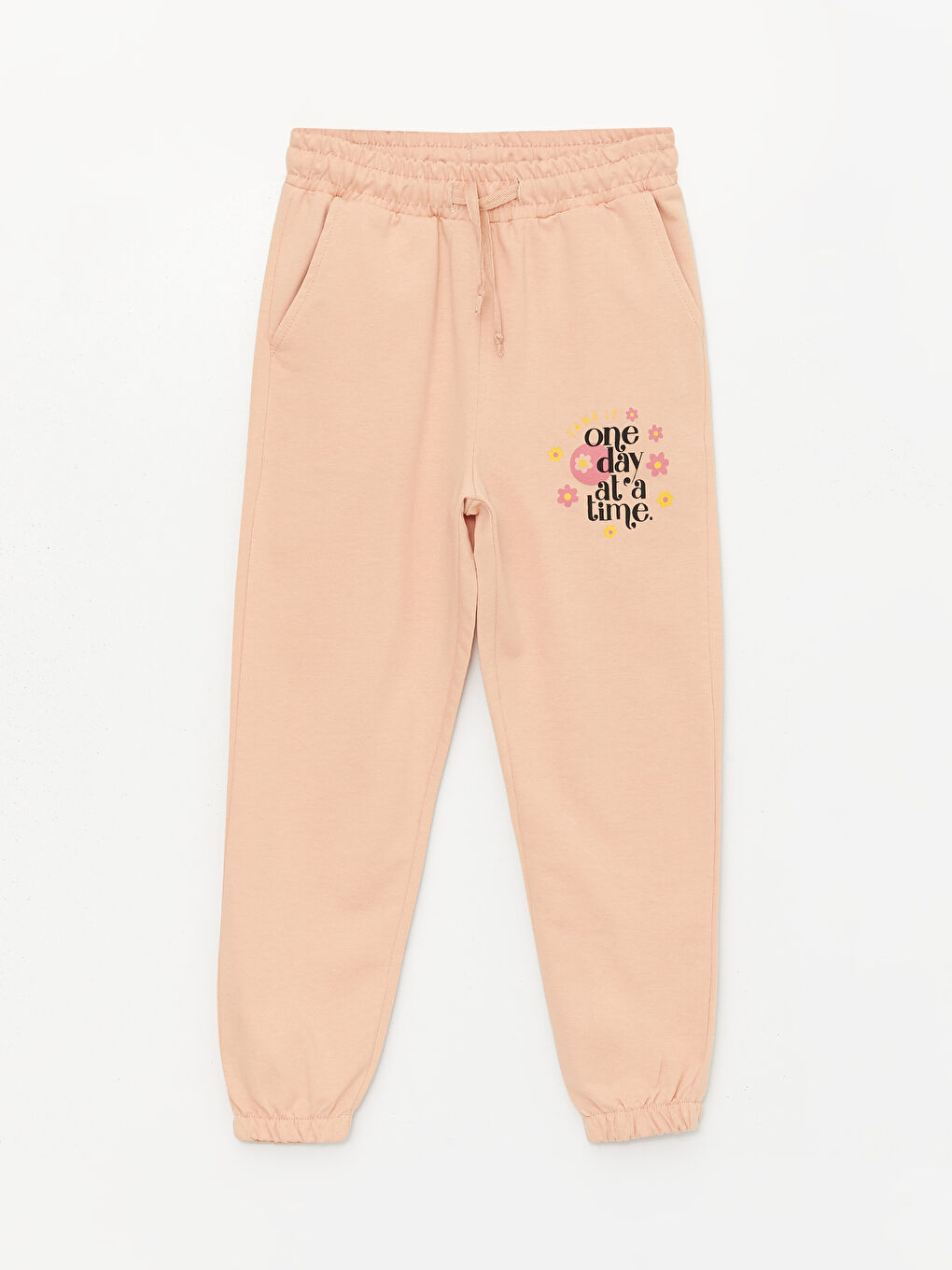 Bej Bisiklet Yaka Uzun Kollu Kız Çocuk Sweatshirt ve Eşofman Alt 2'li Takım-3