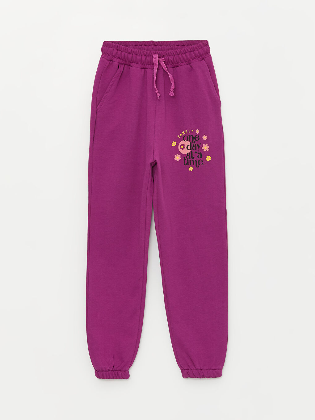 Mor Bisiklet Yaka Uzun Kollu Kız Çocuk Sweatshirt ve Eşofman Alt 2'li Takım-2