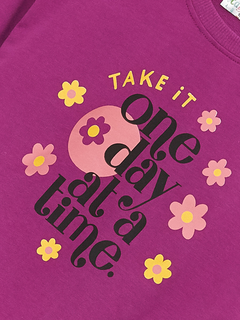 Mor Bisiklet Yaka Uzun Kollu Kız Çocuk Sweatshirt ve Eşofman Alt 2'li Takım-6