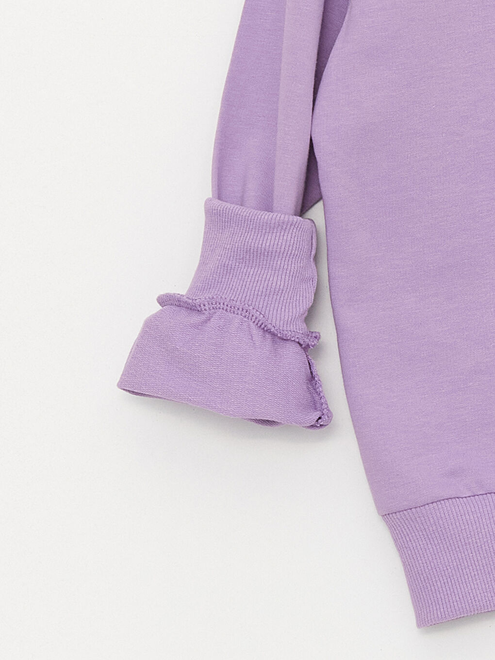 Lila Bisiklet Yaka Baskılı Uzun Kollu Kız Çocuk Sweatshirt ve Eşofman Alt 2'li Takım-2