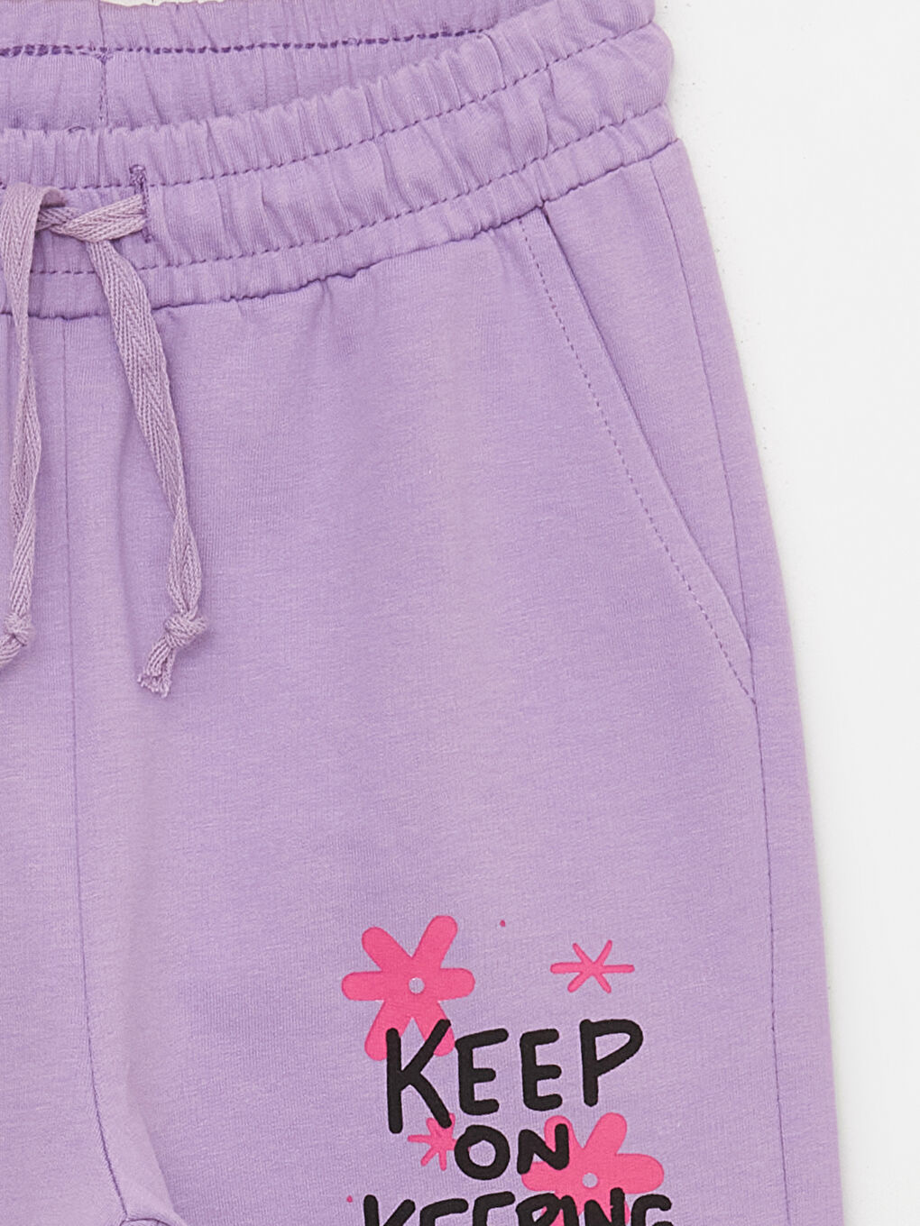 Lila Bisiklet Yaka Baskılı Uzun Kollu Kız Çocuk Sweatshirt ve Eşofman Alt 2'li Takım-5