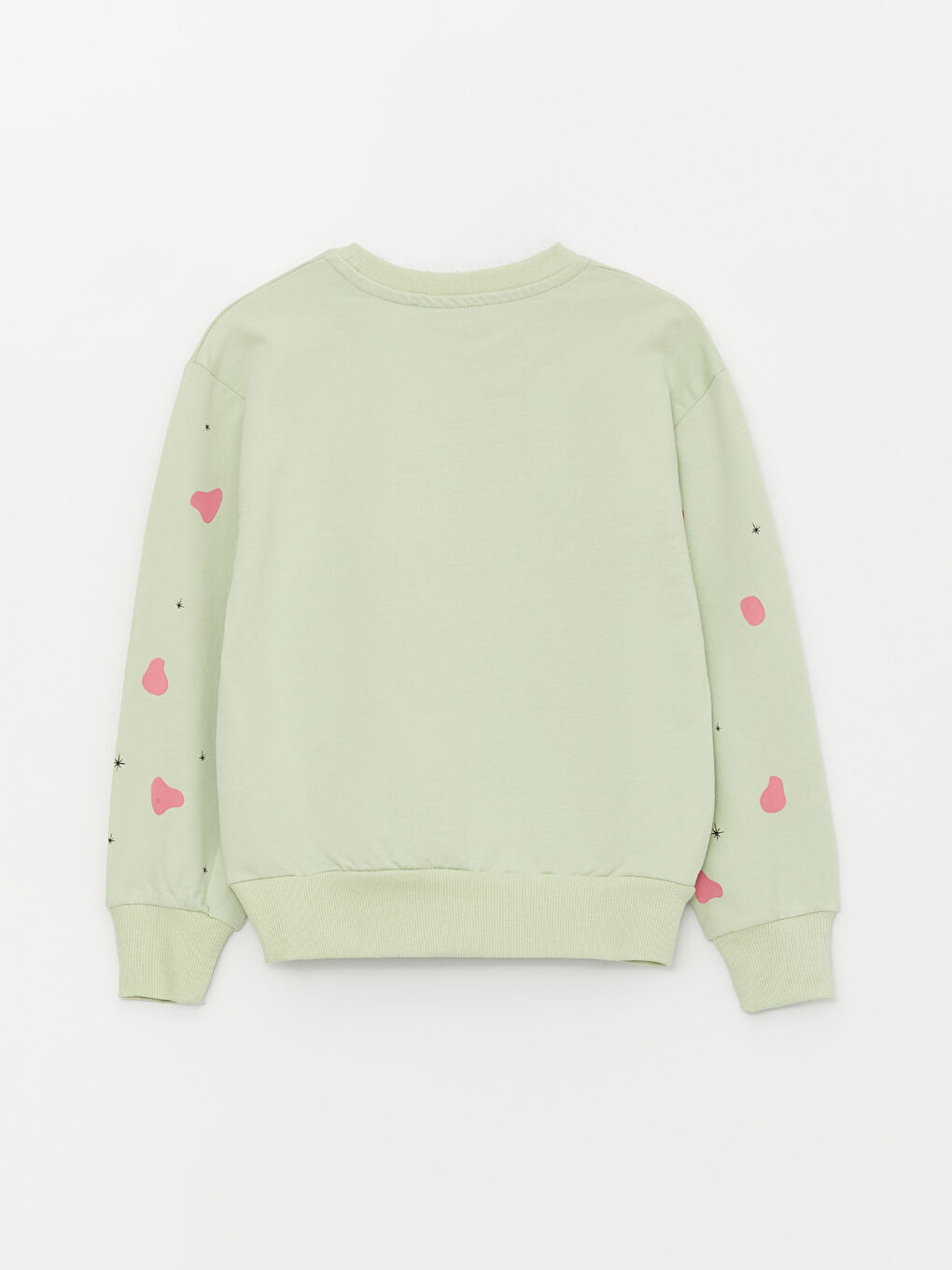 Yeşil Bisiklet Yaka Baskılı Uzun Kollu Kız Çocuk Sweatshirt ve Eşofman Alt 2'li Takım-2