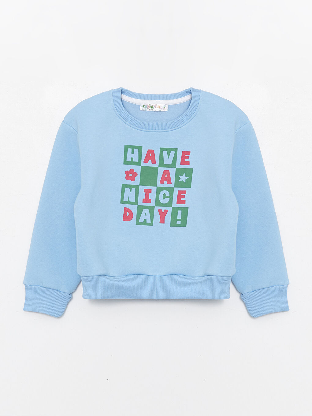 Calimera Kids Mavi Bisiklet Yaka Uzun Kollu Kız Çocuk Sweatshirt ve Eşofman Alt 2'li Takım - 1