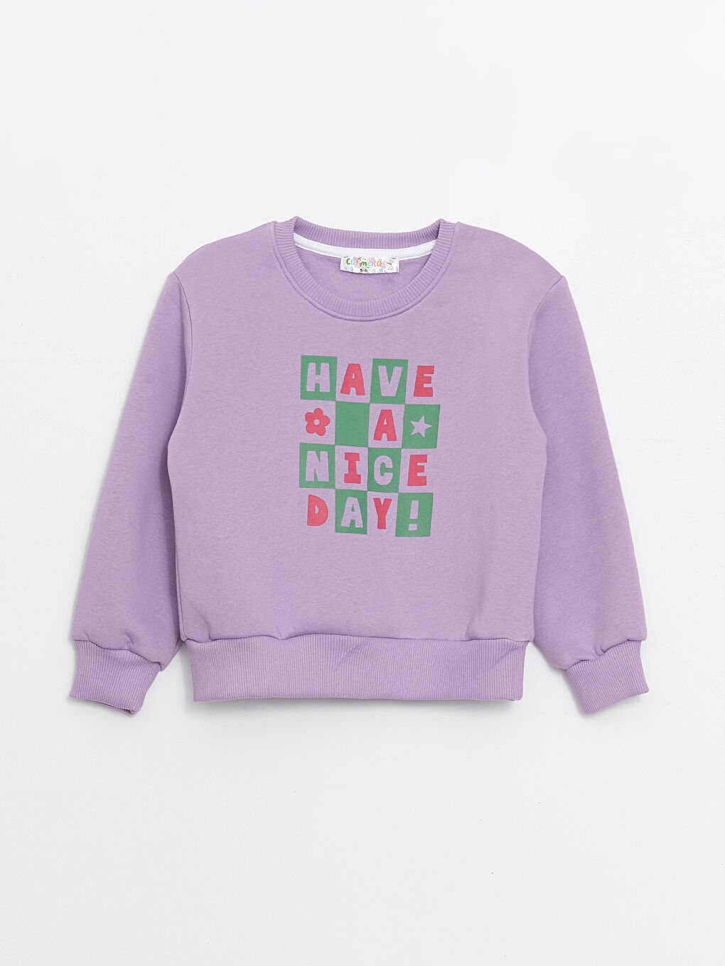 Calimera Kids Lila Bisiklet Yaka Uzun Kollu Kız Çocuk Sweatshirt ve Eşofman Alt 2'li Takım - 1