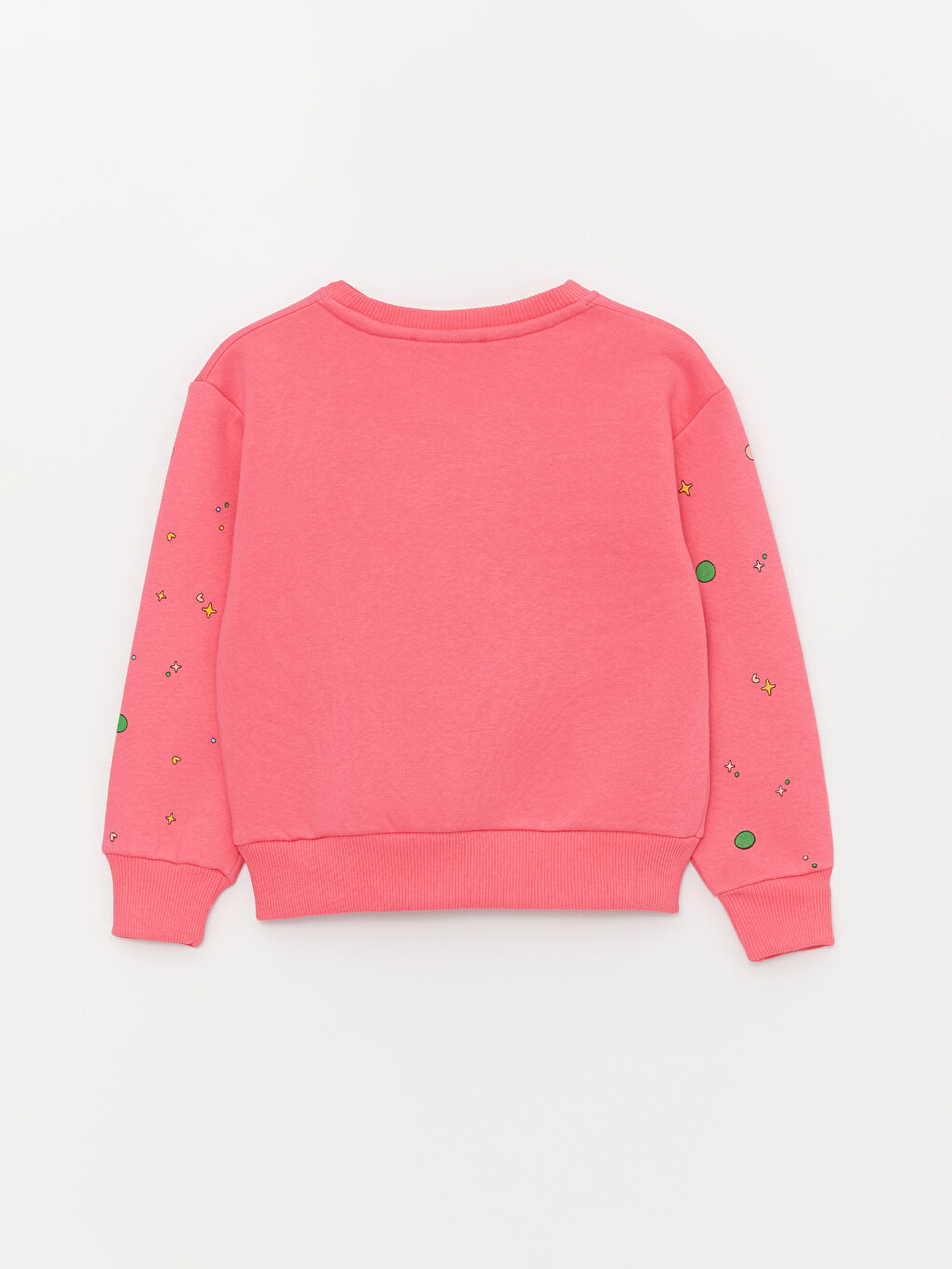 Pembe Bisiklet Yaka Baskılı Uzun Kollu Kız Çocuk Sweatshirt ve Eşofman Alt 2'li Takım-2