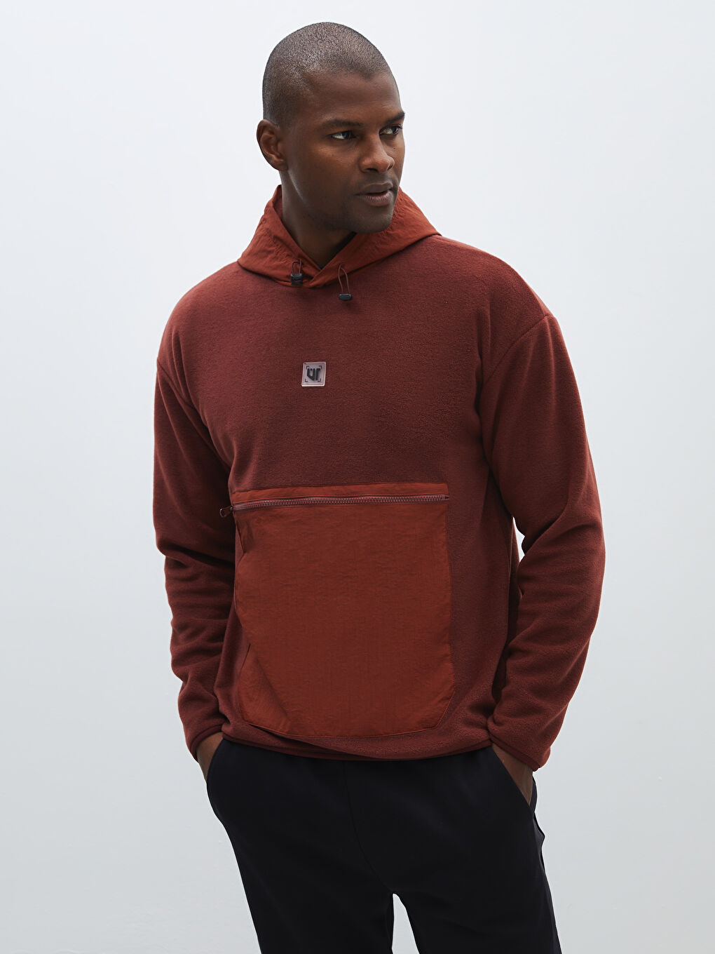 Xside Active Bordo Uzun Kollu Polar Erkek Hoodie