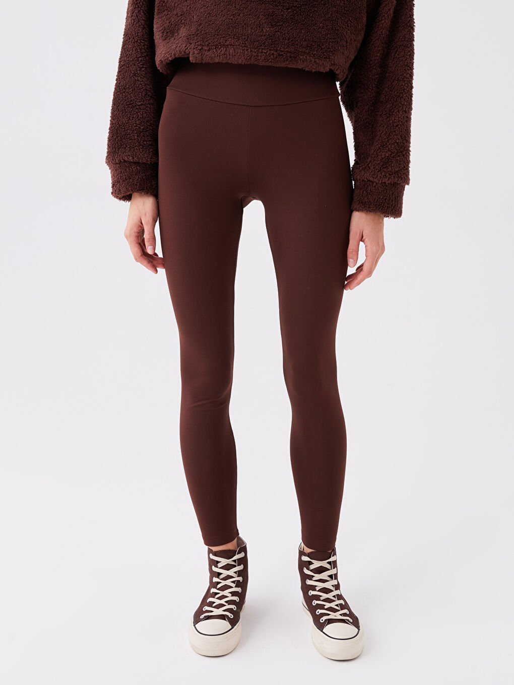 Women's Elasticated Waist Plain Leggings-2