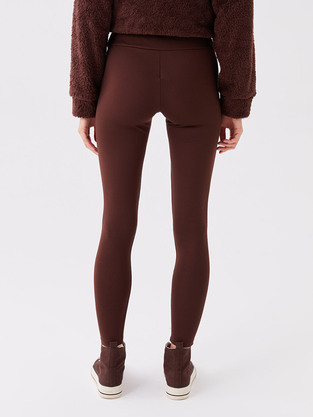 Women's Elasticated Waist Plain Leggings-3