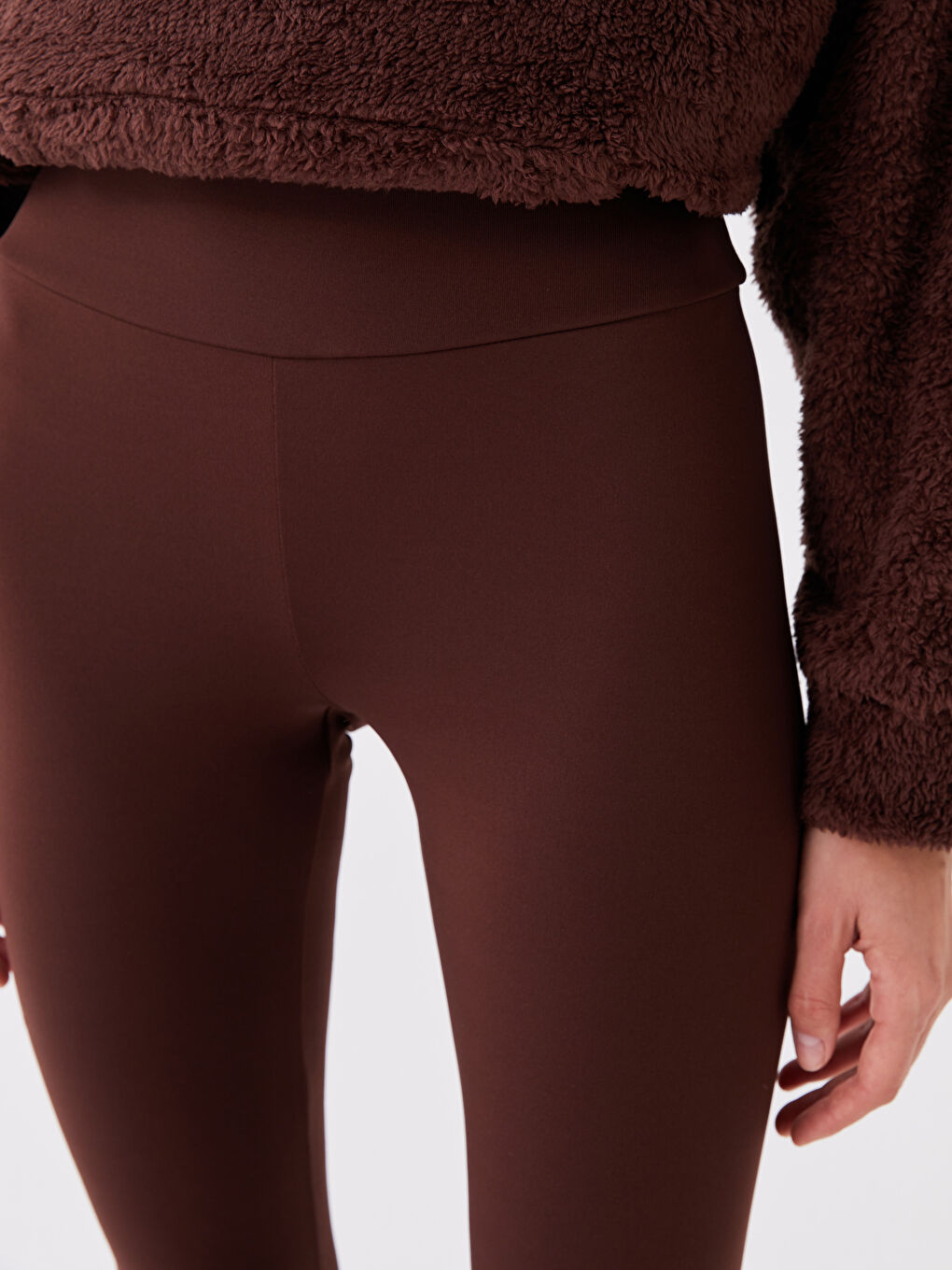 Women's Elasticated Waist Plain Leggings-4