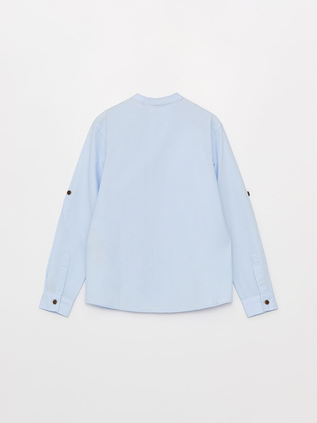 قميص للأولاد بأكمام طويلة بياقة الجد الأساسية-1