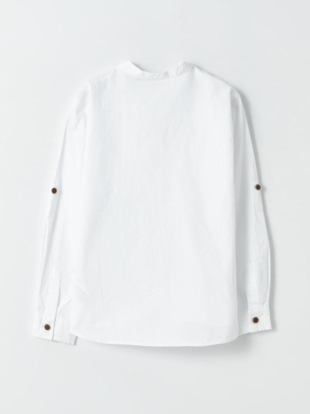 Beyaz Hakim Yaka Basic Uzun Kollu Erkek Çocuk Gömlek-1
