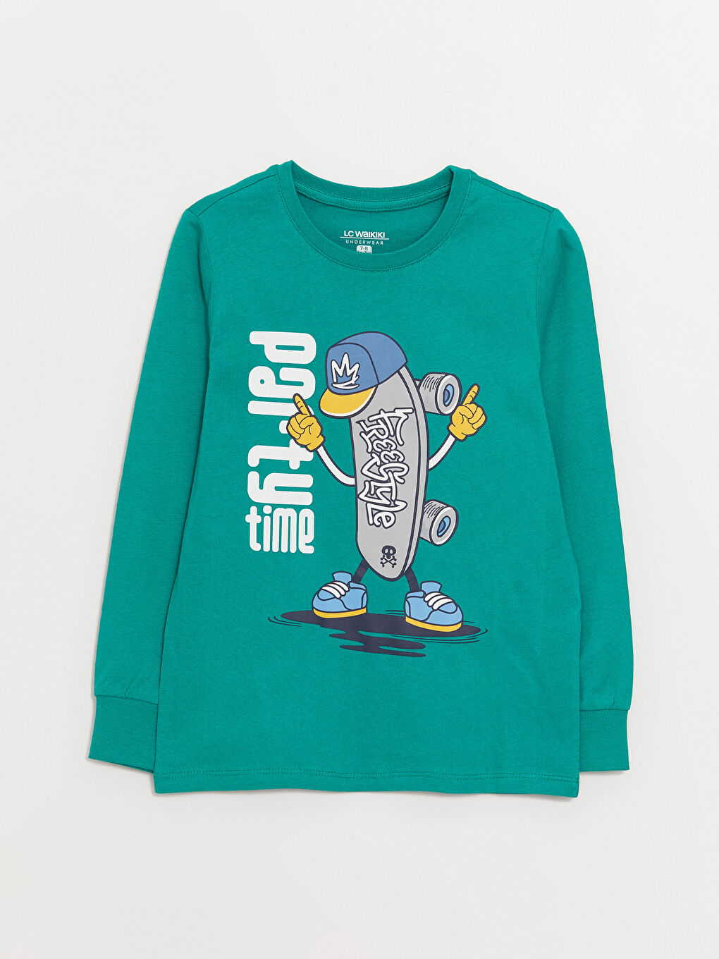 მრგვალი საყელო ნაბეჭდი გრძელმკლავიანი ბიჭების პიჟამის ნაკრები-1